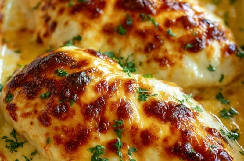 Plate of Melt in Your Mouth Chicken garnished with herbs